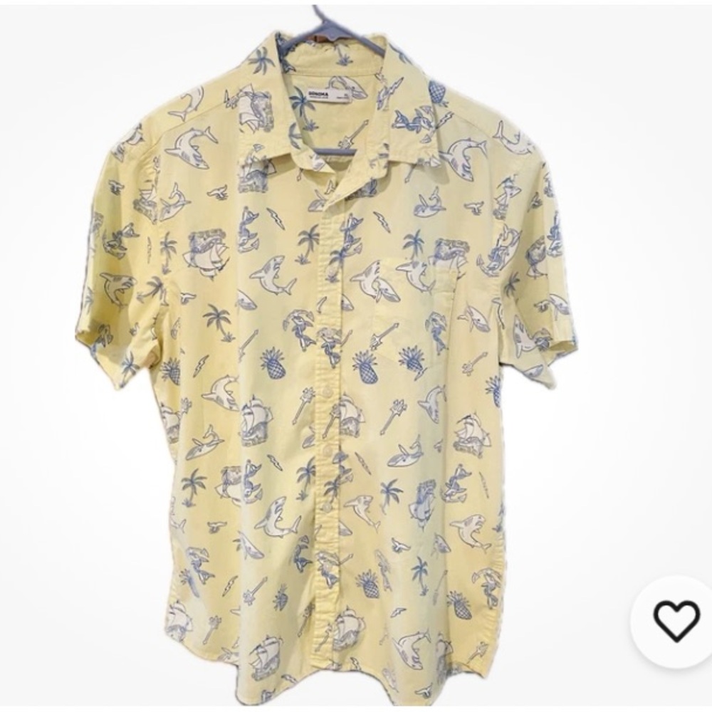 Sonoma goods For life XL Men’s Nautical Hawaii Theme Button Front Cotton  Shirt